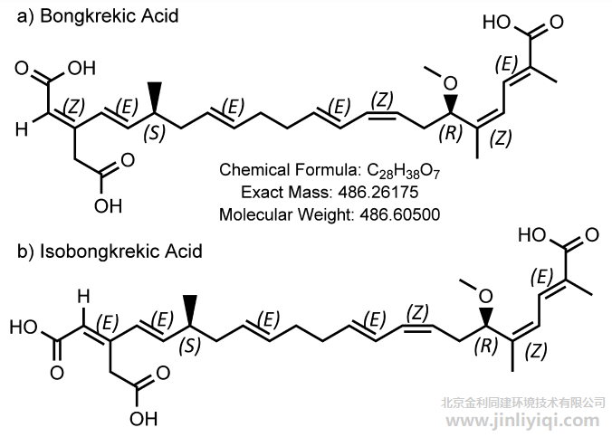 Fig.1 米酵菌酸与异构体异米酵菌酸结构式